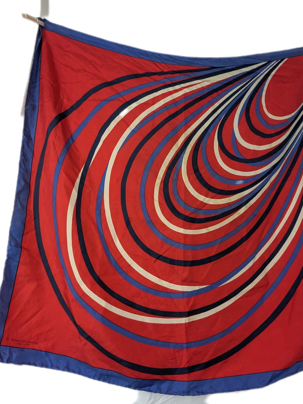 Vintage Roberta di Camerino Silk Scarf – Italian Op Art Geometric Abstract Print
